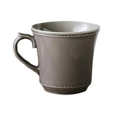 日本 美濃燒 浮雕 花邊 馬克杯 灰綠 9.5 x 9cm 300ml, 1組