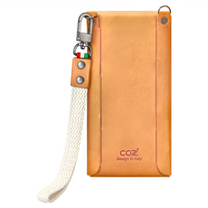 COZi 6.3吋 100%植鞣革手機隨身包 意大利Panino植鞣革 台灣手工製作 含背帶掛繩+手腕掛繩+穿帶掛繩及S鉤扣
