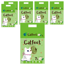 Catfeet 天然環保豆腐砂 7L 快速凝結 低粉塵, 綠茶, 6袋