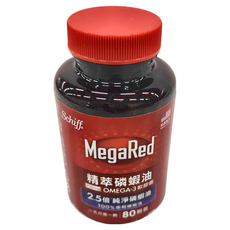 Megared 精萃磷蝦油Omega-3軟膠囊, 80顆, 1.3g, 1罐