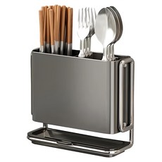 Couselect 廚房多功能無痕壁掛式刀架 筷子筒 175 x 70 x 150mm, 1個, 槍灰色