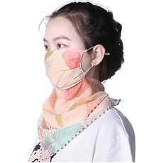 E.City 時尚百搭透氣防曬絲巾口罩, 粉荷葉