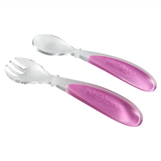 Nuby 叉匙組, 粉色, 叉子+湯匙, 1組