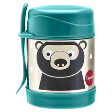 3 sprouts 不鏽鋼燜燒罐, 附叉勺, 安全無毒, 食品級材質, 350ml, 黑熊, 1個