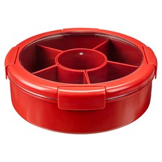 SHIMOYAMA ABS旋轉式6格乾果盤/零食盤 附蓋, 紅色, 1個