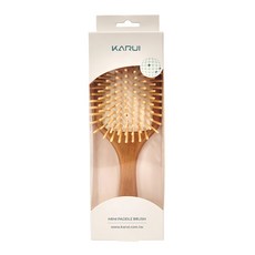 KARUI 卡洛伊 朝露森林 禾木氣墊按摩隨行梳 木針加強版，天然木柄 甜奶油色設計, 1支