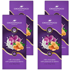 CHOCOYOCO 巧克優 花生葡萄乾夾心巧克力 葡萄果乾與花生脆粒完美搭配, 100g, 4個