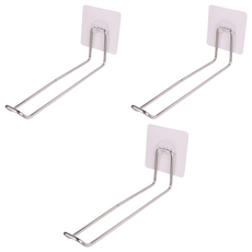 不鏽鋼衣架收納架 Set 3, 無痕免釘, 230g, 銀色