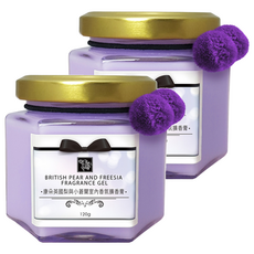 QUNDO 康朵 室內香氛擴香膏 英國梨與小蒼蘭, 頂級鮮花凝香技術, 植物性萃取除臭, 時尚透明玻璃罐, 附綁帶球球, 120g, 2罐