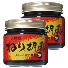 大村屋 滑順黑芝麻醬, 精選高品質黑芝麻, 奶油狀質地, 蜂蜜調味, 130g, 2罐