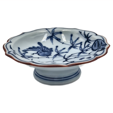 佐和陶瓷 高台小皿 適用溫度-30°C~100°C 日本產, 藍繪春鳥, 1個, 10.5 x 3.5cm