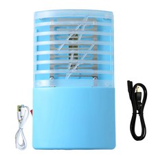 新錸家居 三用LED電擊式捕蚊燈全配組 附USB電源線 + 插座用電源線 USB充電/電池 藍色, 2016-1