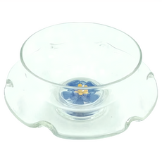 bargogo 巴果果 大口花茶杯組 晶瑩剔透玻璃茶具 底部有花造型, 藍黃, 1組