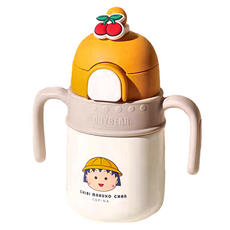 BEDDYBEAR 杯具熊學飲保溫杯, 櫻桃小丸子圖案, 附學飲防滑手把, 太空小丸子, 400ml, 1個