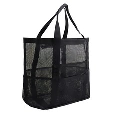 時尚分隔大容量沙灘袋, 玩具收納袋，尼龍材質, 43 x 39 x 20cm, 黑色