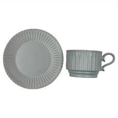 Shush Grace 美濃古點風 茶杯 + 茶托 Set, 235ml, 藍色, 1組