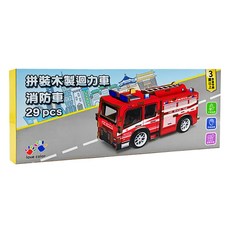 新台圖書 拼裝木製迴力車, 消防車, 1盒