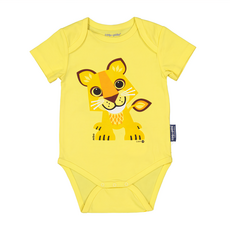 coqenpate 短袖包屁衣，童趣圖案，舒適穿搭，全球國際有機紡織品標準, 12個月, 黃色