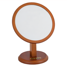上豪明鏡 圓型桌上鏡, 原木材質 6吋 360度旋轉調整鏡面, 612