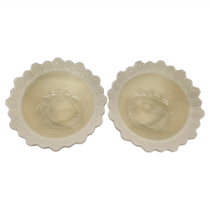 Homely Zakka 法式浪漫花邊浮雕陶瓷餐具 圓形飯碗, 奶油色, 1組