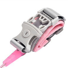 兒童防走失牽引繩 鑰匙款 反光 繩長1.5米 雙向魔術貼 登山級PP卡扣, 灰色 + 粉紅色, 1個