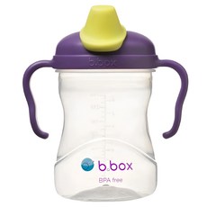 b.box 鴨嘴杯, 食品級矽膠, 貼合寶寶口腔, 溫和呵護寶寶牙齦, 鴨嘴蓋設計, 雙手炳設計, 240ml, 4個月以上適用, 葡萄紫, 1個