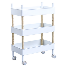 dayneeds 日需百備 日式典雅 鐵網 置物車 零件盒 工具車 三層推車 BC352A-WH, 白色, 3層