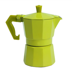 EXCELSA Chicco義式摩卡壺，食品級鋁合金EN601，容量約50ml，尺寸含壺耳長11x寬6.5x高12.5cm, 綠色, 1個