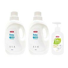Doricare 朵樂比 嬰兒中性茶樹濃縮洗衣精+奶瓶蔬果洗劑組 PH7中性 低泡沫易清洗不殘留 溫和呵護寶寶淨嫩肌, 2.7L, 1組
