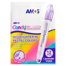 AMOS 阿摩司 Candy 果凍螢光筆 粉彩色系, 馬卡紫, 12支