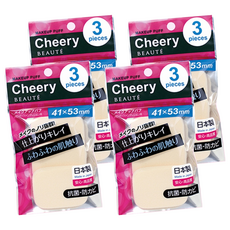 ISHIHARA 石原商店 櫻桃肌粉餅撲, 3入裝, 抗菌防黴, 乾淨衛生, 41x53mm, 長角型, 4包