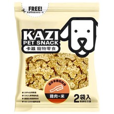 KAZI 卡滋 寵物零食 潔牙米香咬咬骨, 雞肉+米, 2包入, 雞肉 + 米, 200g, 1包