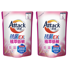 Attack 一匙靈 台灣公司貨 抗菌EX洗衣精 抗菌EX植萃低敏 補充包, 1.5kg, 2包