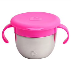 munchkin 滿趣健 豪華不鏽鋼防漏零食杯 軟塞設計, 粉色, 1個