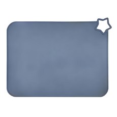 E.B. MADE 日本食品級耐冷耐熱隨身攜帶可折疊收納星星白金矽膠餐墊, 30 x 40cm, 普魯士藍, 1個