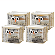 TAILI 太力 卡通書本玩具防塵防水可手提收納袋 大(34 x 25 x 25cm), 4個, 印花米邊