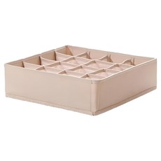 小麥購物 貼身衣物分格收納盒 16格, 米色, 1個