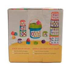 battat toys 科育 感統玩具 大口疊疊杯, 顏色形狀分類, 學習顏色和計數, 方盒, 1盒