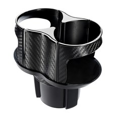 雙杯彈性開合車用置物架, 銀碳纖, 1個