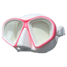 ButterFly Fish 蝴蝶魚 自由潛水面鏡 MK2201, CE認證安全強化玻璃鏡片, 矽膠眼罩裙邊, 14.5 x 5.7cm, 粉白