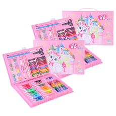 JAR 嚴選 水彩畫筆86件套裝禮盒 兒童繪畫套裝 美術用品, 粉色, 4盒