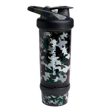 SmartShake 雙層搖搖杯 配有篩粉網 杯蓋小口即開即飲 帶掛鉤 輕巧方便, 黑迷彩, 750ml, 1個