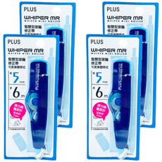 PLUS 普樂士 艷彩智慧型滾輪修正帶, 尖端更耐用 內帶可替換, 白色, 4個