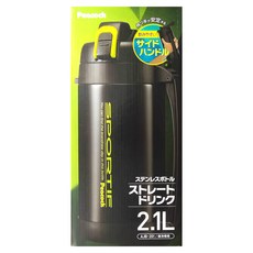 Peacock 日本孔雀 運動登山戶外露營彈蓋式保溫水瓶 大容量 附背帶 直飲口設計, 黑色 + 黃色, 2.1L, 1個