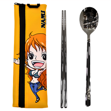 TOEI ANIMATION 海賊王 304不鏽鋼簡易餐具組, 筷子 + 湯匙 + 收納袋, 娜美, 1組