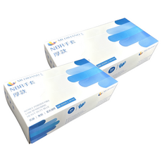 MEDIHAND 美恆 NBR手套 厚款 無粉 低敏 藍色 100支, M(23~24cm), 2盒