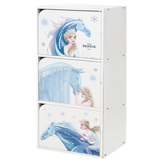 收納王妃 迪士尼冰雪奇緣三層木門櫃 艾莎 1個