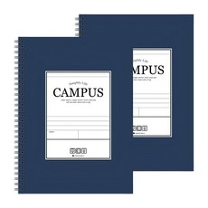 POPO FANCY 3000 Campus字樣線圈橫線筆記本, 海軍藍, 2本