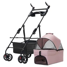 3baby 三個寶 輕便可折疊可分離提籃外出寵物推車, 粉色, 1個