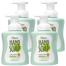 GREEN 綠的 植物系潔手慕斯 檸檬伯爵, 含植物水嫩成分 更環保省水, 300ml, 4瓶